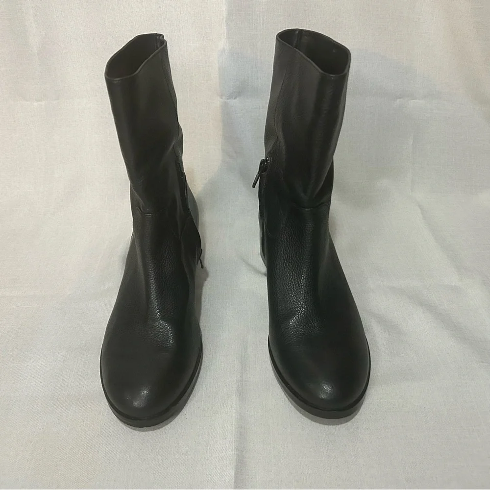 Michael Kors black leather low ankle boots booties block heel - Picture 2 of 6